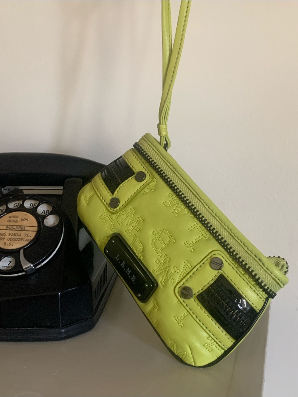 L.A.M.B. Absinthe green Leather Wristlet